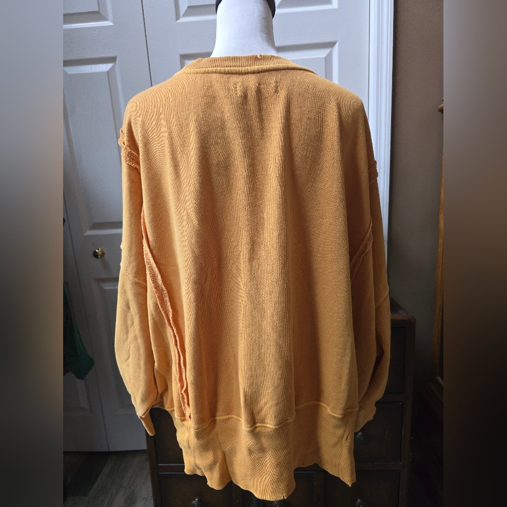 NWT Free People Camden Sweatshirt Golden Yellow - Picture 6 of 7